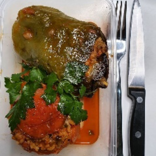 Yemista (Meat & Rice stuffed capsicums and tomatoes)