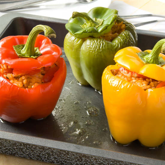 Yemista (Meat & Rice stuffed capsicums and tomatoes)